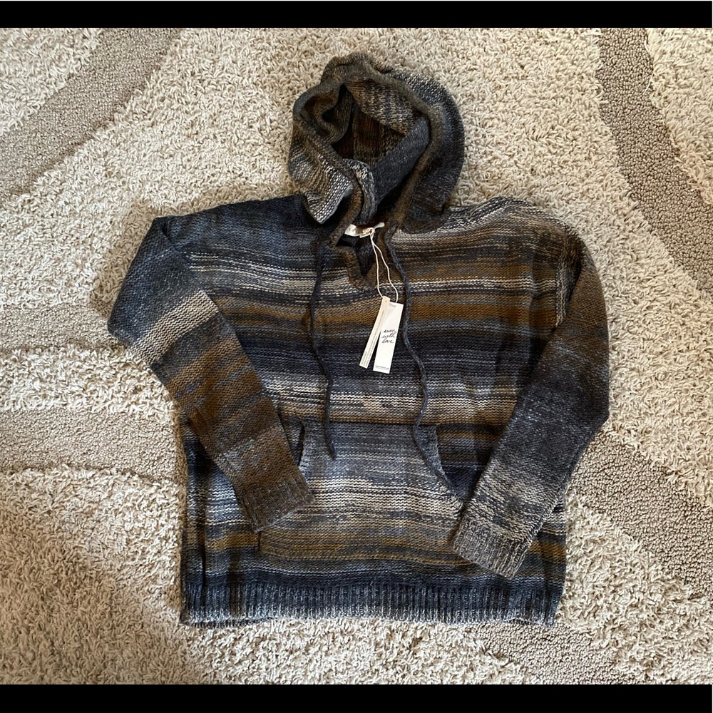 PULL OVER SUPER SOFT KNIT BOHEMIAN HOODIE SWEATER , NWT!!